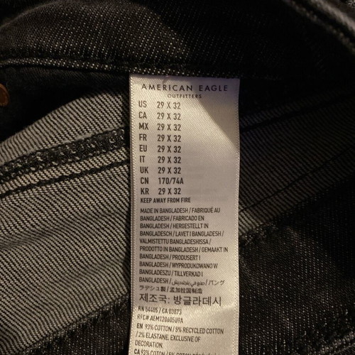 American Eagle Airflex men's black skinny jeans new 29x32