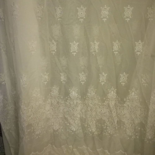 White curtain with embroidery ready to hang 2x2.45