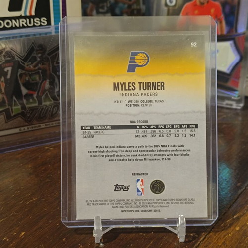Topps Signature Class Myles Turner Round 1 Pick 11 Insert #92