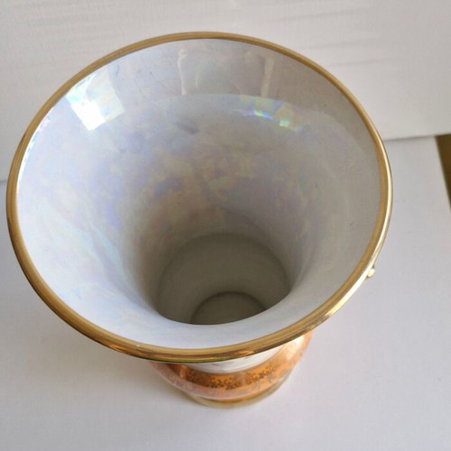 Porcelain vase vintage with floral and gold decorative elements