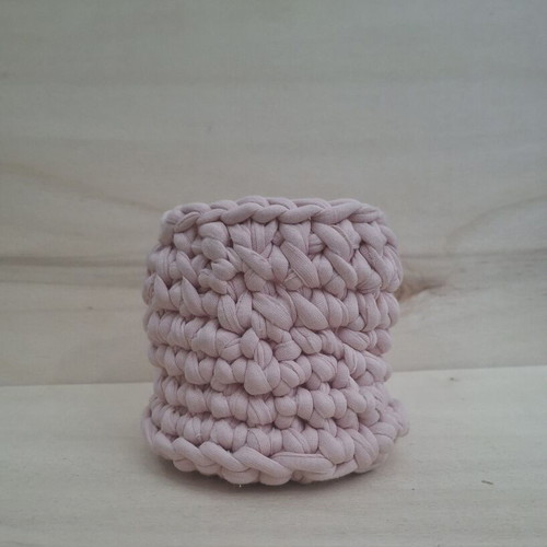 Pink knitted handmade pencil holder