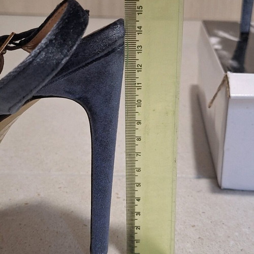Blue velvet high-heel sandals new with 13cm stiletto heel, size 39