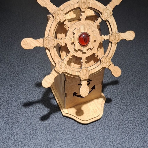 3D Wooden Puzzle Ship Wheel Music Box like new
