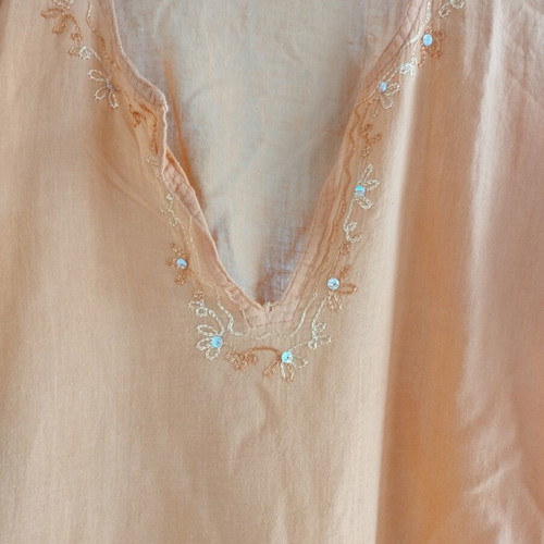 Cotton tunic kaftan L/XL coral with embroidery new