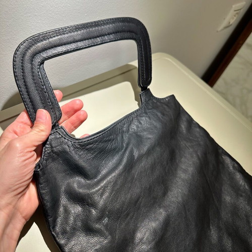 MAT leather bag black like new with fringes