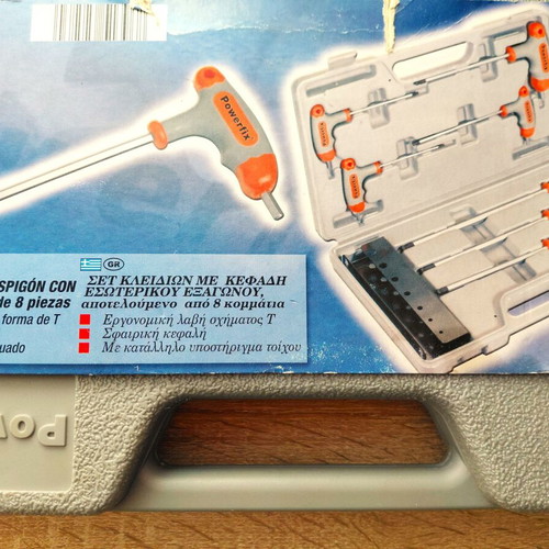 Allen hand tool set with handle, like new, with case and wall mount