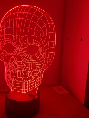 3D Skull LED Lamp with Touch Button and USB, new