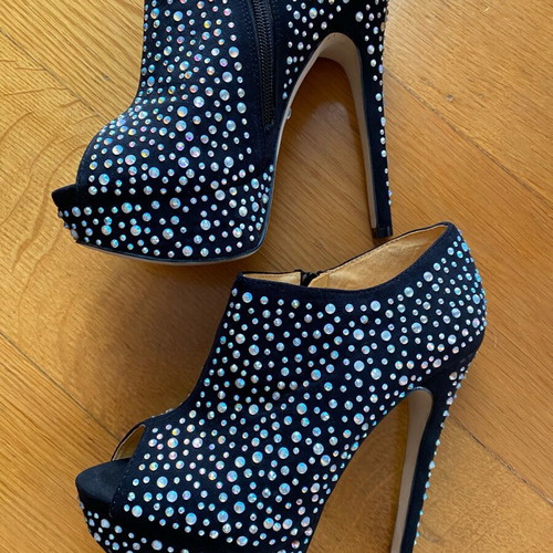 Buffalo London ankle boots with rhinestones like new, size 38, black