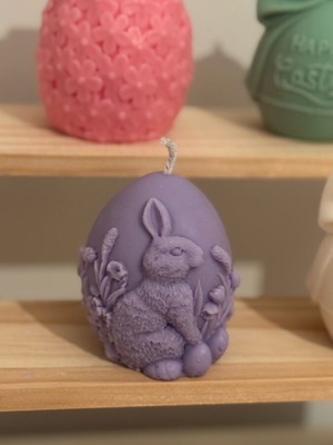Easter egg candle with rabbit design new plant-based