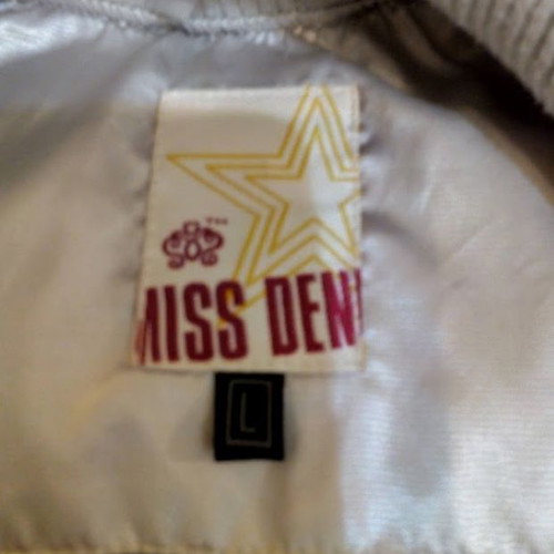 Miss Denim satin bomber jacket silver like new, size L