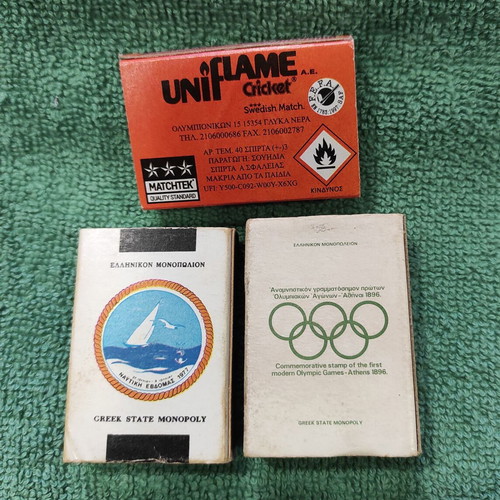 Greek matchboxes like new, set of three