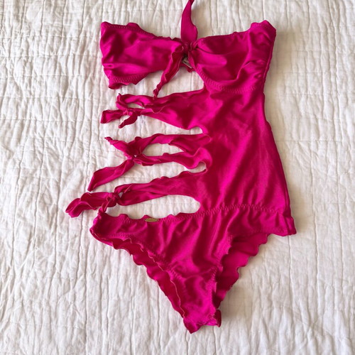 Luli Fama Hot Pink Cut Out Swimsuit XS like new