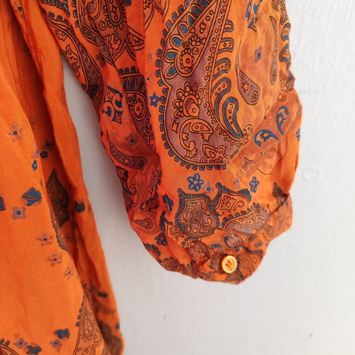Aerin Tunic Made in Italy like new, orange with green pattern