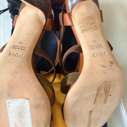 Fendi sandals size 40 new, brown and green platform
