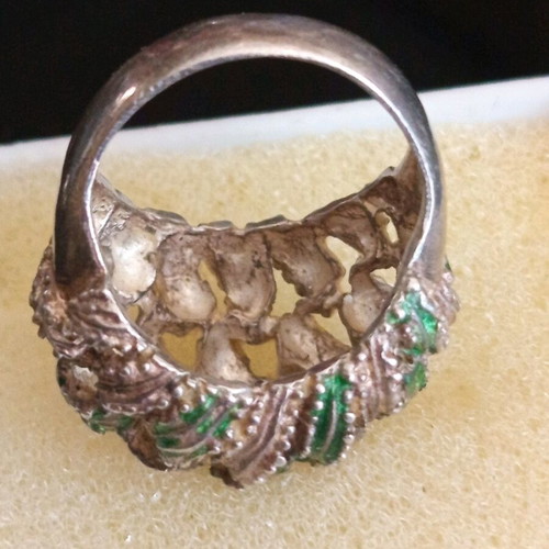 Silver 925 women's ring used, green, size 5.5