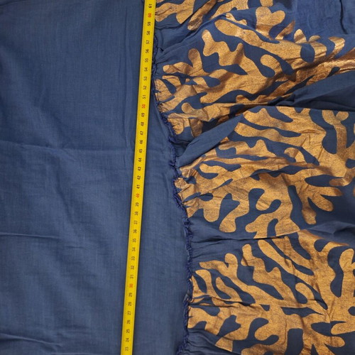 Blue dress with brown tassels like new, cotton, bronze prints