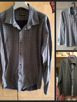 Three Endeson Fashion men's shirts used, size L/XL, black and gray