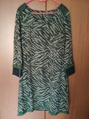 Camouflage dress with leather and fringes