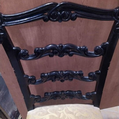 Vintage chairs used, 2 carved with yellow upholstery
