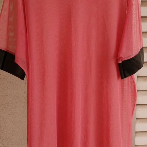 Tulle Sheer Blouse Dress like new, xxl-xxxl, pink with leather trims