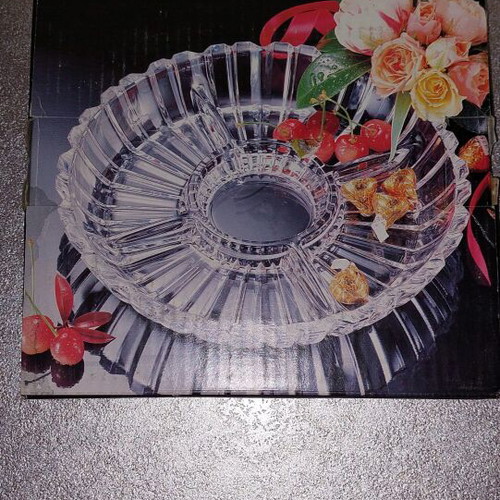 Glass tray with 5 compartments 25 cm new for nuts
