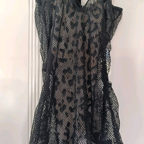 Sexy bodysuit lingerie with garter like new, one size, black and beige