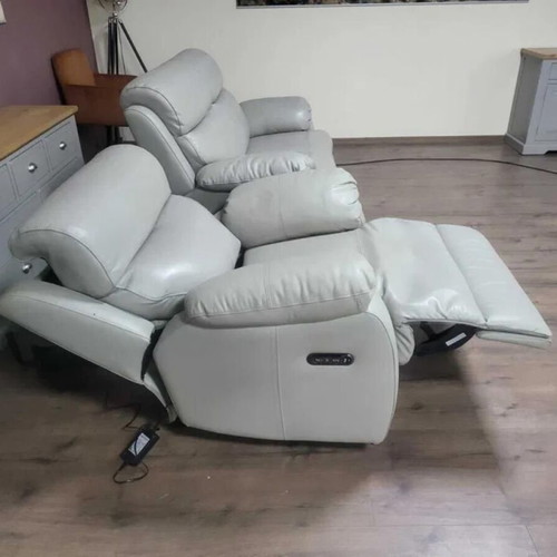 Gray leather sofa and armchair set Grayson new with relaxing mechanism