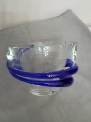 Glass vase with blue decoration
