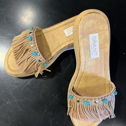Suede leather sandals beige size 35 unused