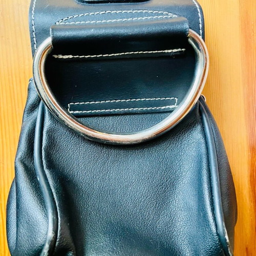 Borsalino leather handbag used, vintage style, black