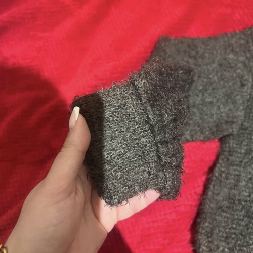 Bershka Fluffy Cropped Knit Sweater Like New, Dark Olive