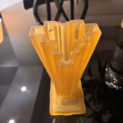 Art Deco vases set with frosted amber glass, like new