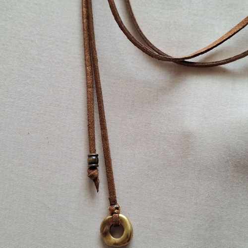 Minimal Boho Necklace Set with Leather Cord, like new