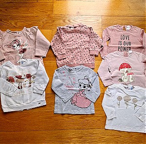 7 Μπλουζάκια χειμερινά κορίτσι 12-18 μηνών 1-1,5 έτους