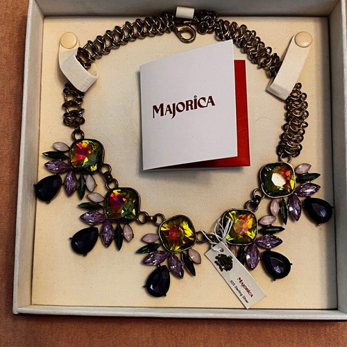 Faux Bijoux Majorica multicolor necklace used with box