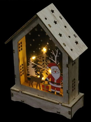 Christmas wooden hanging house with light new