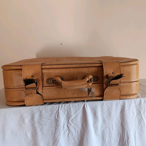 Vintage leather suitcase used