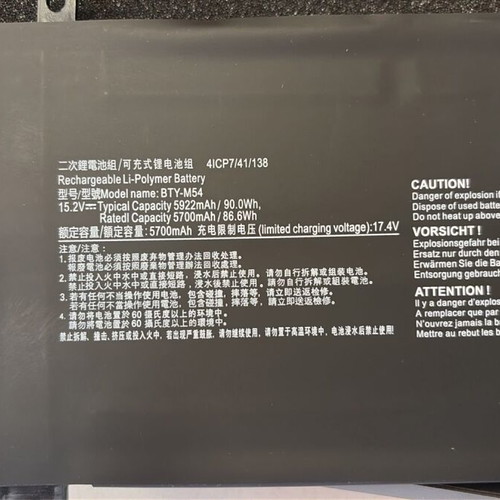 MSI Creator M16/17 Series Battery New CS-MSZ160NB 90Wh 17.4V