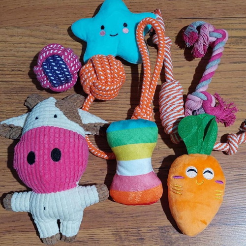 Dog toy set of 8 plush toys new