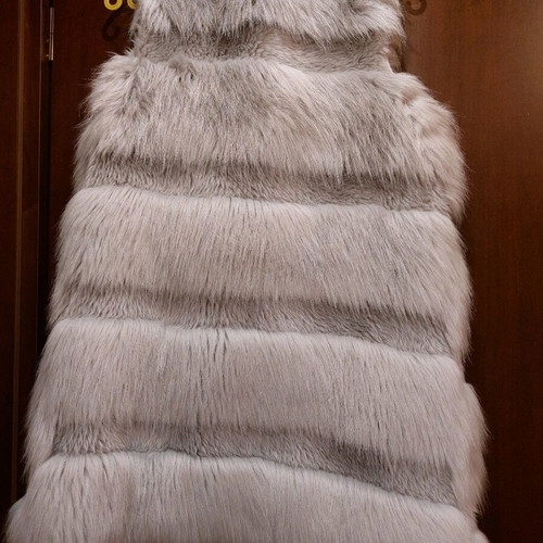 Faux fur long vest, oversized, gray
