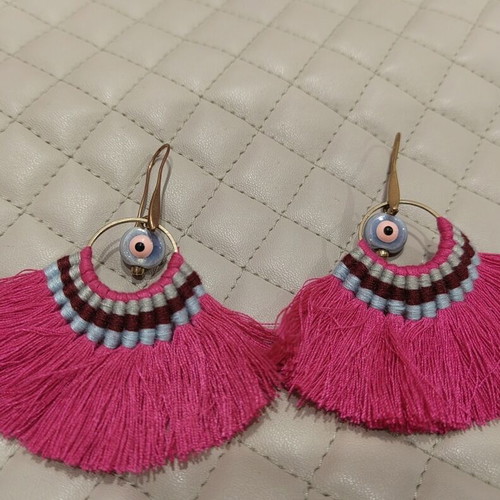 Earrings with tassels and evil eye new