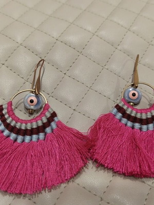 Earrings with tassels and evil eye new