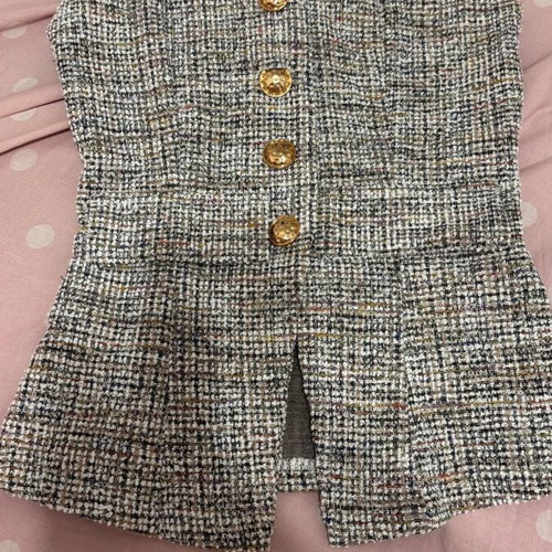 Shein strapless top vest with gold buttons, grey