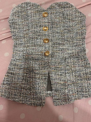 Shein strapless top vest with gold buttons, grey