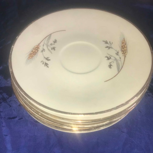 Candia porcelain saucers set of 4, Harvest time design with gold details