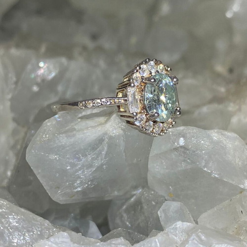 Silver Ring with Moissanite Size 6, Handmade