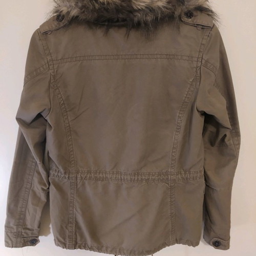 Maison Scotch women's military jacket used, green with detachable fur collar