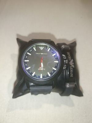 Emporio Armani men's watch and bracelet set like new, black and blue