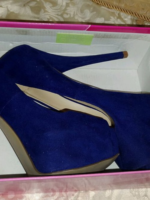 Zara Peep Toe Pumps Blue New Size 39