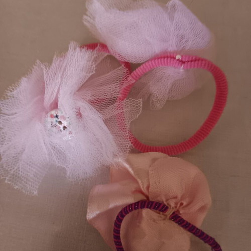 Children's handmade hair accessories used, set of 3, pink multicolor